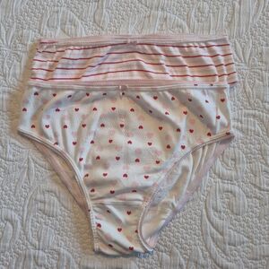 Janie and Jack girls 2 pairs of panties size 10-12 red, white & pink NEW